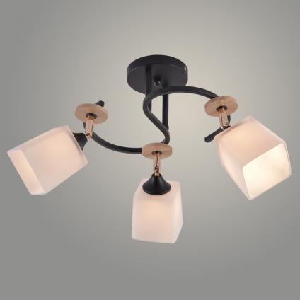 Люстра XA1634B/3 BK+FGD+WOOD черный/золото 3х60W E27 d460 h270, HN25